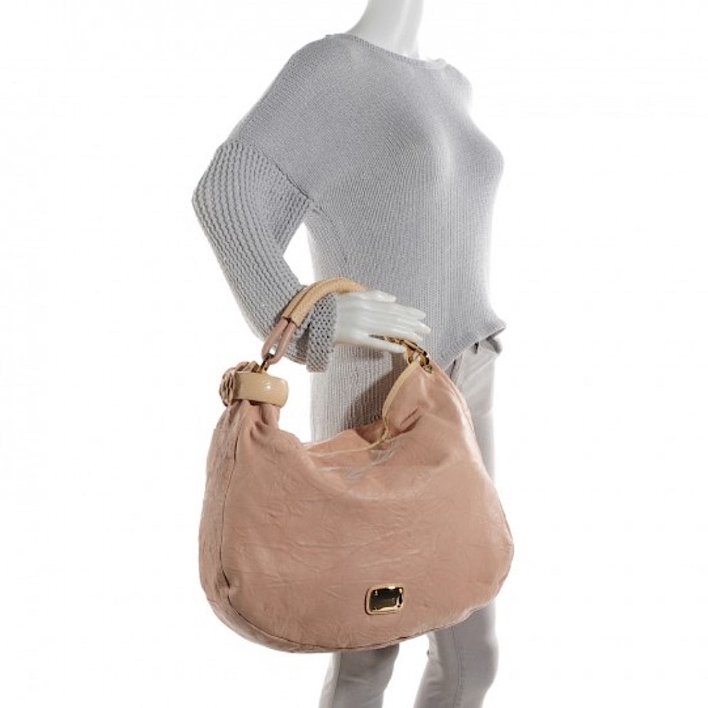 Jimmy Choo Pink Nappa Snakeskin Python Hobo Shoulder Bag Floral Appliqué Rare - Picture 3 of 14